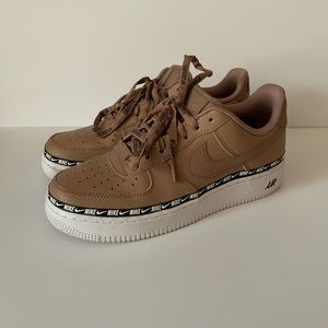 Size 8.5 - Beige/Tan Nike Logo Air Force 1s